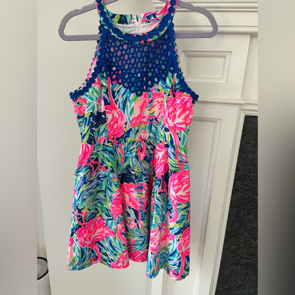 Lilly Pulitzer Kinley Flamingo girls dress. Size 10. EUC!